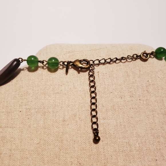 Vintage Beaded Circle Antique Bronze Pendant Necklace Avon  Boho - Picture 5 of 5